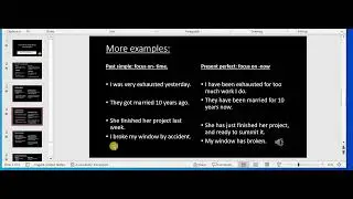 video past simple vs  present perfect. grammar lesson from grammar hammer.