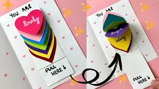 DIY Paper Surprise Message Card | Paper Crafts For Boyfriend |Heart Waterfall Card| Easy Craft Ideas