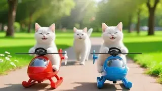 White Mama Cat & Kitten Go to the Beach, Collect Shells and Cook Seafood Dinner for Family