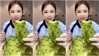 ASMR ICE EATING with MATCHA 