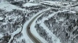 Drone Footage of a Road in a Snow Covered Landscape | Creative Commons Video
