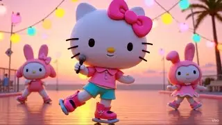 🌈 Happy Song for Kids and Baby 🎶 | Hello Kitty Dance & Roller Skating Fun | Cute 3D Pixar Animation