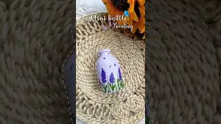 Mini Bottle Painting💜🌿 #art #acrylicpainting #trending #viralvideo #shortvideo #bottleart #trend