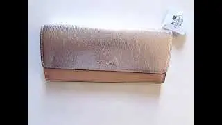 Get COACH Women's Saffiano Cb Mix Material Soft Wallet Light/Platinum Mult Slide