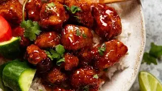 Crispy Thai Pork Bites in Sweet Chilli Sauce - NO DEEP FRYING!