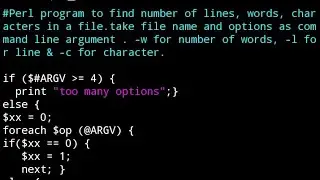 Count number of lines,words,characters in a file using Perl programming. ex2