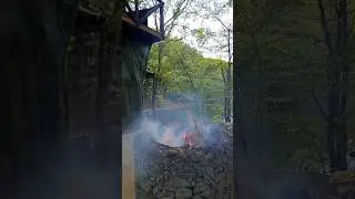 Запекаем десерт из груши орехов и творога на углях #bushcraft #бушкрафт