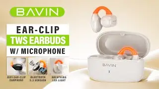 BAVIN BA102 Open-Ear TWS Bluetooth Clip Earbuds w/ LED Light & Touch Controls for Smartphones