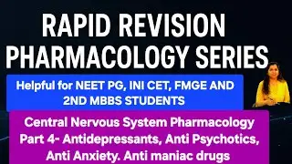 🧠 Rapid Revision CNS Pharma Part 4 Depression Anxiety Mania Psychosis NEETPG INICET FMGE MBBS