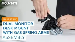 Dual Monitor Desk Mount with Gas Spring Arms | MI-1882BLK (Assembly)