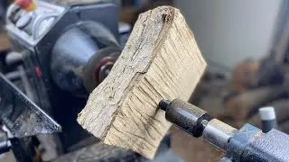 Wood Turning Half a Log into Half a Bowl (again)