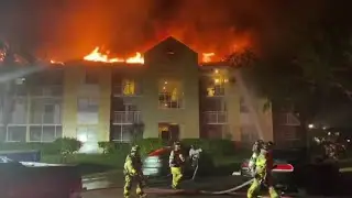 Fire erupts on roof of Cutler Bay apartment building, displacing dozens of families