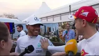 F1 2017 | Australian GP - Lewis Hamilton confronts Sebastian Vettel over touching his car
