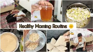 Healthy Morning Routine With Detox Water🍵Exercise🧘, Sprouts 🌱,Making Peanut 🥜 Butter & Peanut Katli🥜