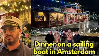 Diner with colleagues  on a sailing boat in Amsterdam #travel #boat #amsterdam #airport #shorts 