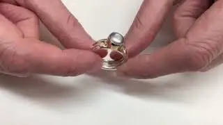 Silver Gold and Grey Pearl Ring by Leigh Fotheringham Jewellery
