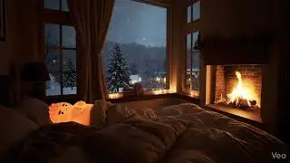 Cozy Cabin in a Blizzard ❄️ Sleep Story for Adults | Crackling Fire & Howling Wind (Black Screen)