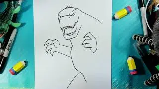 Как нарисовать позу Годзиллы