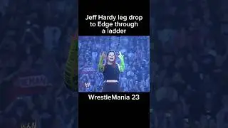 Jeff Hardy hits Edge with a Leg Drop through a Ladder in the MITB Match at WrestleMania 23