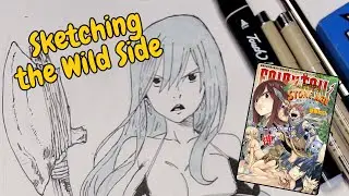 Drawing Erza Scarlet from Fairy Tail 🪨 (Stone Age Manga Study) Fan Art