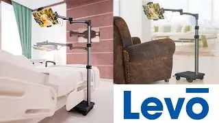 LEVO Rolling Tablet Cart / Stand With Charging Power for Leisure, Hospital, Medical, Mechanic, Bed