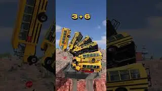 Mixed Colorful Buses Tower Fall Crash - BeamNG.drive #youtubeshorts