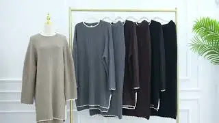 Loriya New Thick Knit Modest Muslim 2-Piece Set B2B Wholesale Winter Women's Dresses Top & Skirt Set