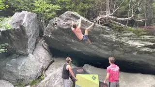 Nemesis (V5): Smuggler's Notch bouldering [Timo]
