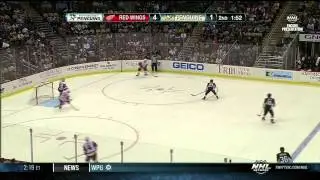 Pavel Datsyuk Datszookian backhand 4-1 Pittsburgh Penguins vs Detroit Red Wings Sept 16 2013 NHL