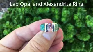 Alexandrite and Lab Opal Ring by Hileman Silver Jewelry