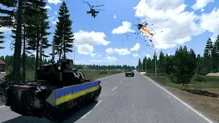 на Украине M2 Bradley уничтожил вражескую колонну и вертолеты - Arma 3