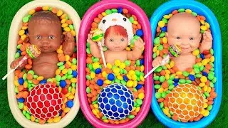 3 Minutes Satisfying Video Mixing Funny Candy ASMR & Make Up in 3 Bathtubs with Magic M&M's Slime