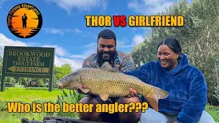 Thor vs Girlfriend 🎣  Brookwood Trout Farm Fishing Challenge
