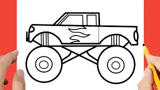 How to draw a Monster Truck - Drawing a car - Easy drawing