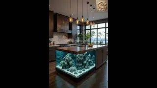 Unique Kitchen Island with a Built-in Aquarium #shortsvideo #video #trending #foryou #homedecor