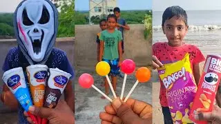 Chocobar cone ice cream gems candy Pringles chips Kit kat chocolate ghost Mask 