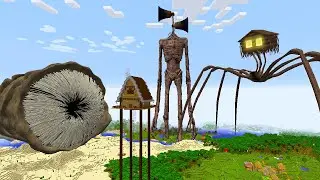 SURVIVING FROM SIREN HEAD, DUNE SANDWORM AND HOUSE HEAD in Minecraft - Gameplay