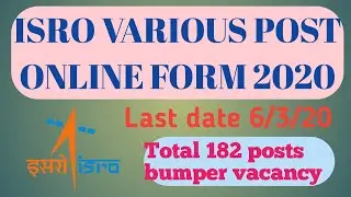 ISRO Various Post Online Form 2020Indian Space Research Organisation (ISRO) Technician Draughtsman