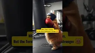 Kitten Disrupts Dad's Training 😂 #catlogic #funnycats #shorts #gymcat #orange #cutecat