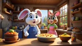 Three Fluffy Bunnies Bake a Cake | Baking Song for Kids | Nursery Rhymes and Learning Songs