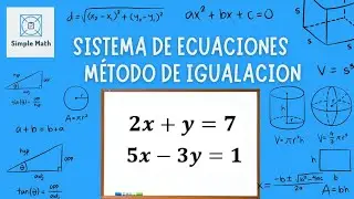 ✅ SISTEMA DE ECUACIONES 2x2 (METODO IGUALACIÓN) EJEMPLO 1