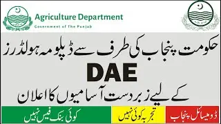 New Govt Jobs For DAE in Agriculture Department Punjab