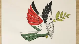 كيف أرسم | رسم عن فلسطين | رسم حمامة | رسم سهل |Drawing Tutoria | how to draw a dove