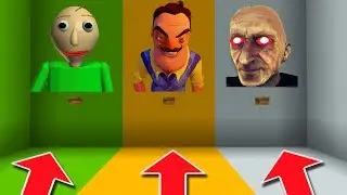 Minecraft PE : DO NOT CHOOSE THE WRONG BUTTON! (Baldi's Basics, Hello Neighbor & Grandpa)