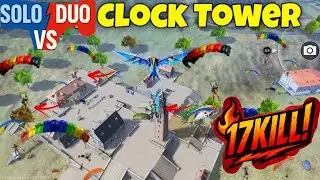 Solo vs Duo | Clock Tower Drop 🔥 17 Kills Intense Gameplay | Free Fire