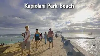 【4K】𝐖𝐀𝐋𝐊 🇺🇸 Kapiolani Park Beach in Waikiki, Hawaii 🏖️🌺🌞