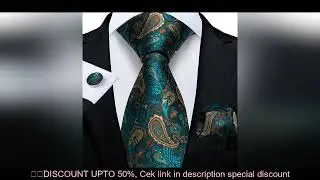 8cm Men's Silk Polyester Ties Pocket Square Cufflinks Green Gold Paisley Wedding Party Accessories N