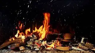 FIREPLACE WITH SNOW FOR 4 HOURS 🔥