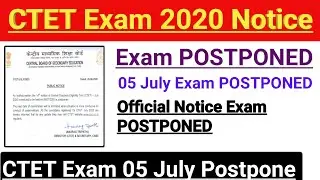 CTET-2020 Postponed| Official Notice New Exam Date| CTET 2020 Exam DATE| CBSE Exam 2020 Postpone