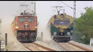 🔥Xtreme Dust storm Single Line Trains : 110 Kmph WAP-4+ MEMU+ EMU Katwa-Ahmadpur Single Line